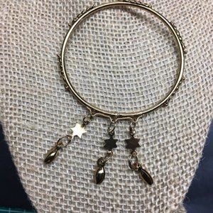 Star Of David Bracelet Gold Dangle Bangle